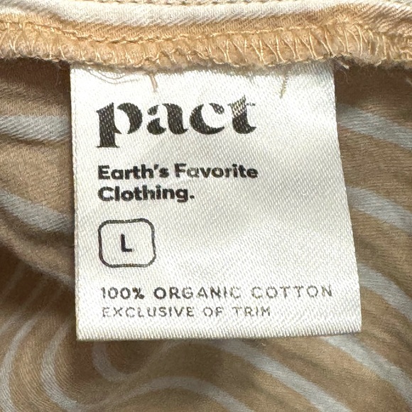 Pact Organic Cotton Tan White Striped Boxy Pullover Collared Blouse Top - Picture 11 of 11